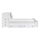 Sloane White Full Bookcase Bed with Hidden Desk, Stool and Storage Bench