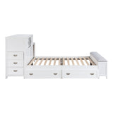 Sloane White Full Bookcase Bed with Hidden Desk, Stool and Storage Bench