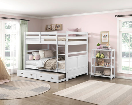 Sloane White Full/Full Bunk Bed by Homelegance at Eve Furniture
