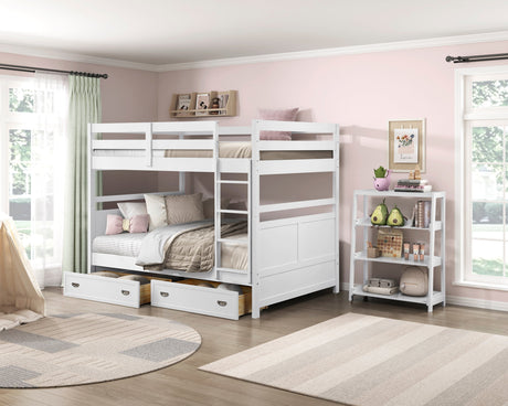 Sloane White Full/Full Bunk Bed by Homelegance at Eve Furniture