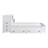 Sloane White Twin Bookcase Bed with Hidden Desk, Stool and Storage Bench