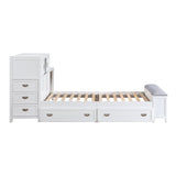 Sloane White Twin Bookcase Bed with Hidden Desk, Stool and Storage Bench
