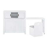 Sloane White Twin Bookcase Bed with Hidden Desk, Stool and Storage Bench