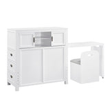 Sloane White Twin Bookcase Bed with Hidden Desk, Stool and Storage Bench