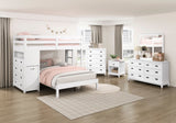 Sloane White Twin Bookcase Bed with Hidden Desk, Stool and Storage Bench
