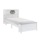 Sloane White Twin Bookcase Bed with Hidden Desk, Stool and Storage Bench