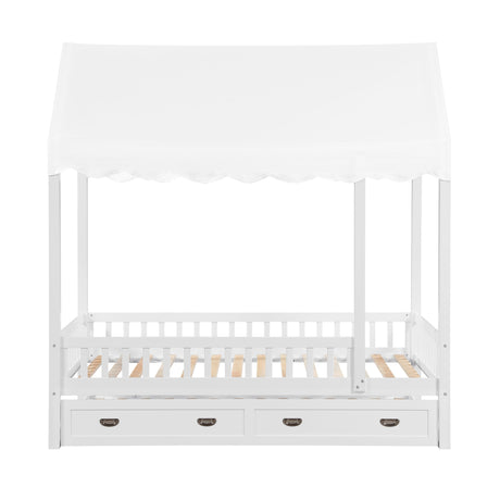 Sloane White Twin Canopy Platform Bed by Homelegance at Eve Furniture