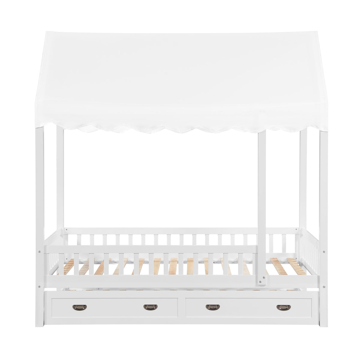 Sloane White Twin Canopy Platform Bed