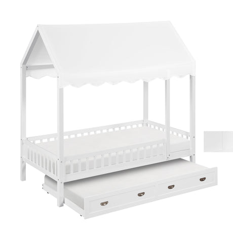 Sloane White Twin Canopy Platform Bed by Homelegance at Eve Furniture