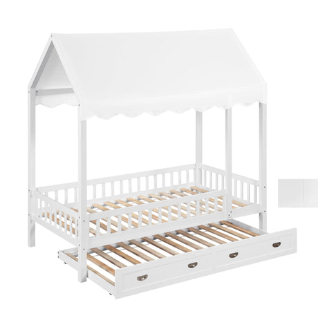 Sloane White Twin Canopy Platform Bed by Homelegance at Eve Furniture