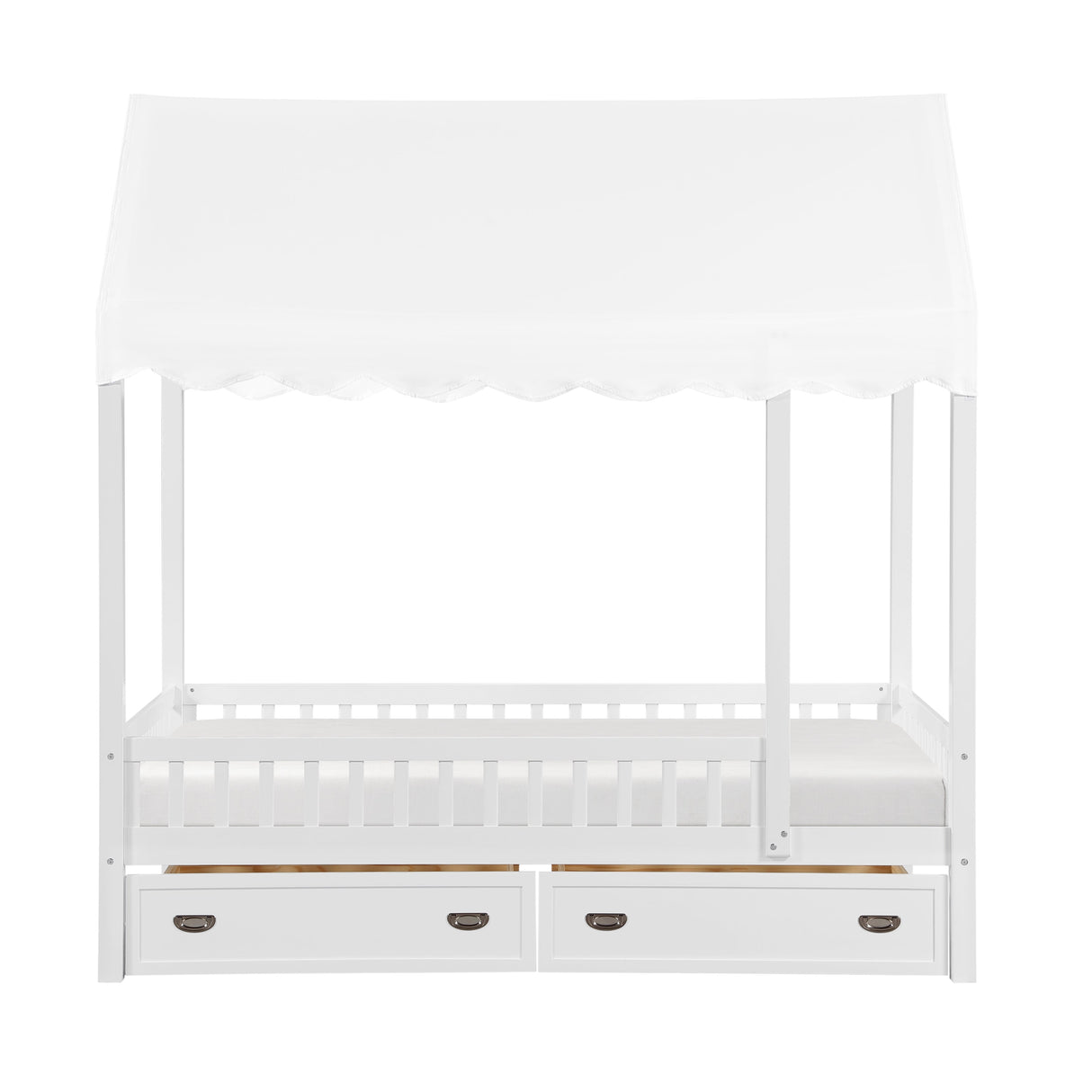 Sloane White Twin Canopy Platform Bed