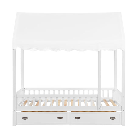 Sloane White Twin Canopy Platform Bed by Homelegance at Eve Furniture
