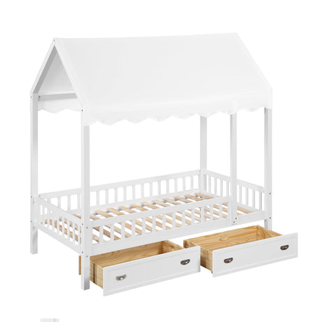 Sloane White Twin Canopy Platform Bed by Homelegance at Eve Furniture