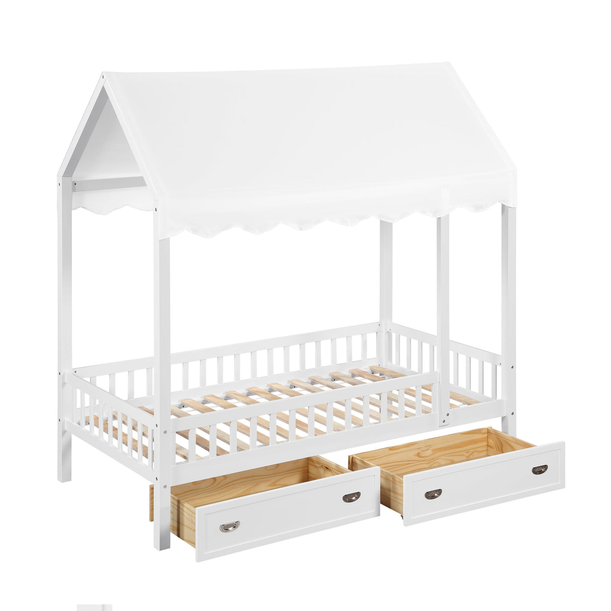 Sloane White Twin Canopy Platform Bed
