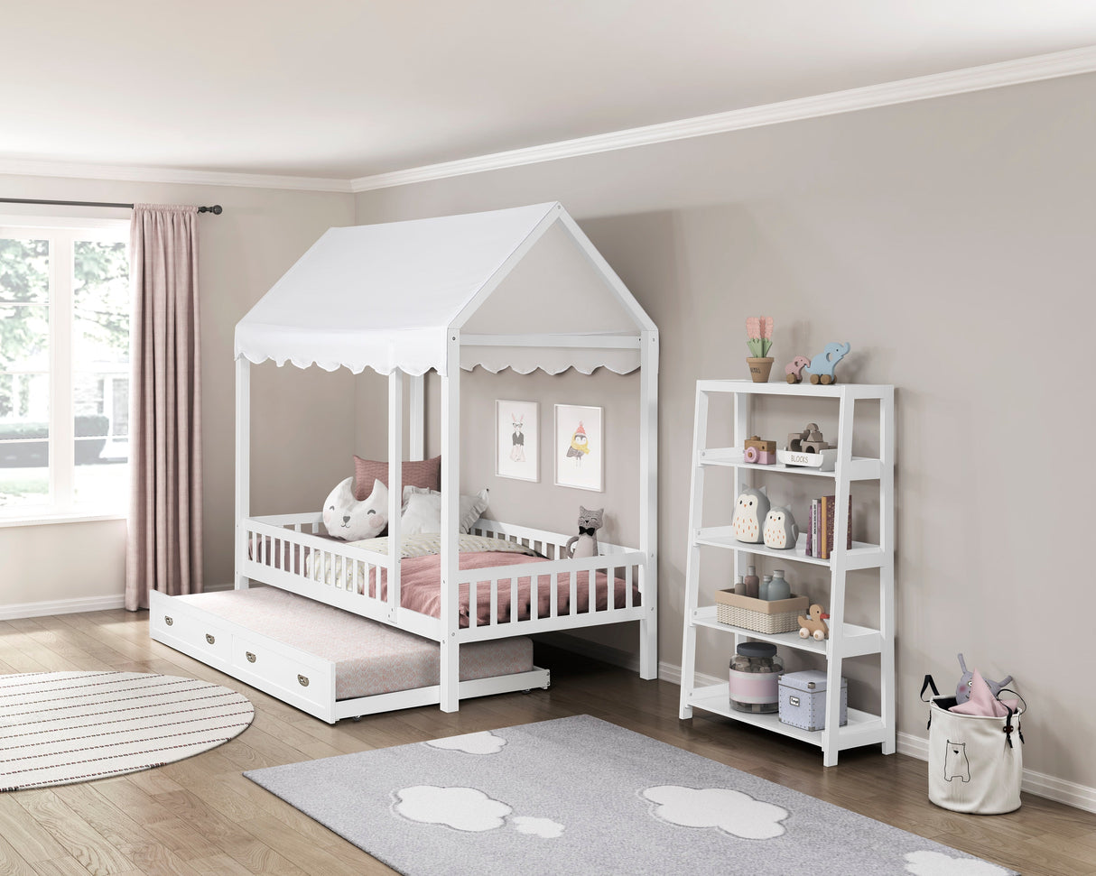 Sloane White Twin Canopy Platform Bed by Homelegance at Eve Furniture