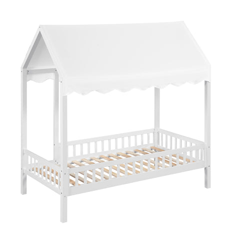 Sloane White Twin Canopy Platform Bed by Homelegance at Eve Furniture