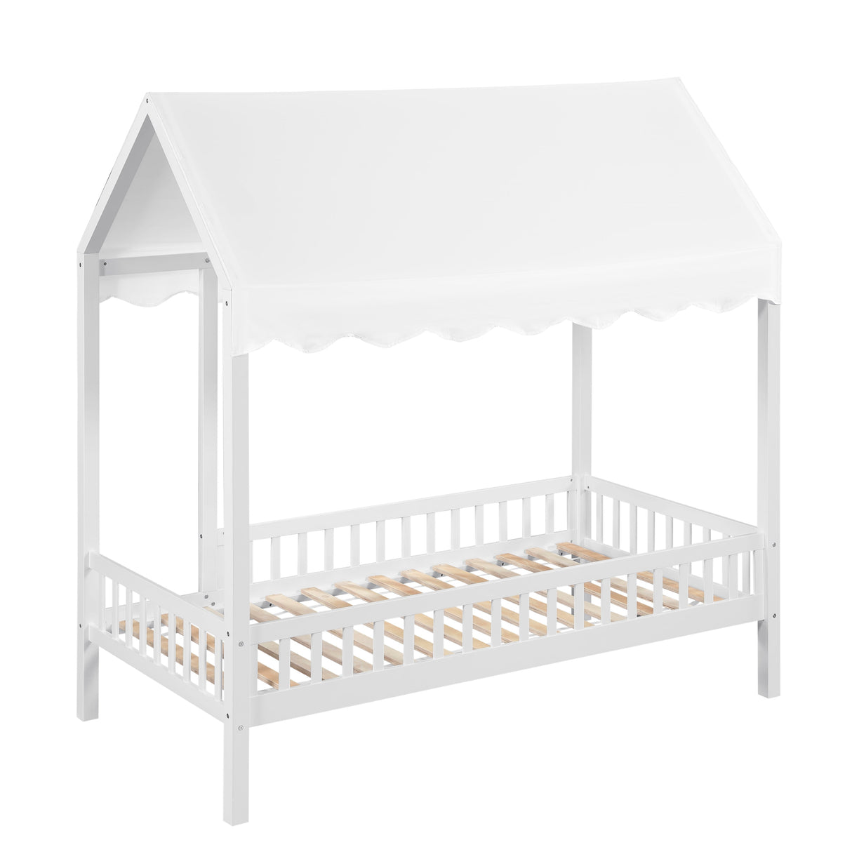 Sloane White Twin Canopy Platform Bed