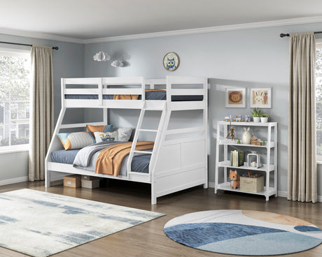 Sloane White Twin/Full Bunk Bed by Homelegance at Eve Furniture