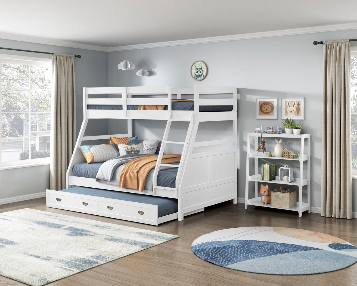 Sloane White Twin/Full Bunk Bed by Homelegance at Eve Furniture