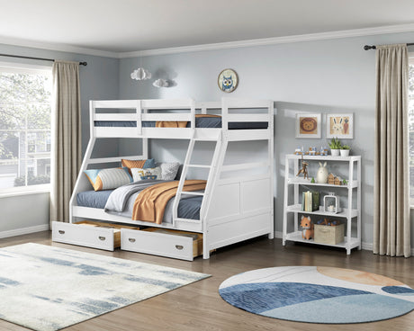 Sloane White Twin/Full Bunk Bed by Homelegance at Eve Furniture