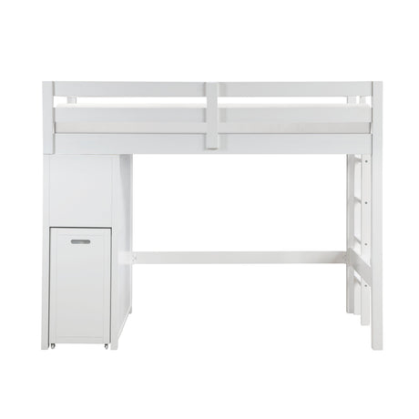 Sloane White Twin/Full Loft Bunk Bed with Chest and Hidden Desk by Homelegance at Eve Furniture