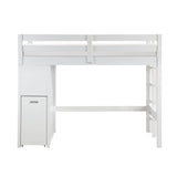 Sloane White Twin/Full Loft Bunk Bed with Chest and Hidden Desk