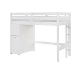 Sloane White Twin/Full Loft Bunk Bed with Chest and Hidden Desk by Homelegance at Eve Furniture