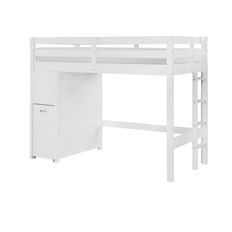 Sloane White Twin/Full Loft Bunk Bed with Chest and Hidden Desk by Homelegance at Eve Furniture