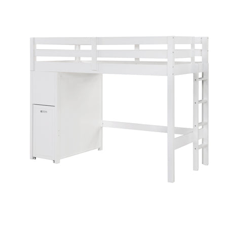 Sloane White Twin/Full Loft Bunk Bed with Chest and Hidden Desk by Homelegance at Eve Furniture