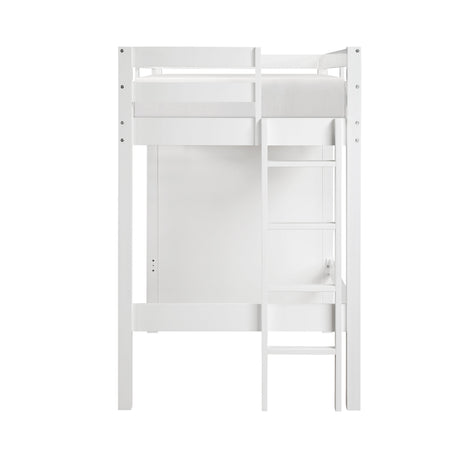 Sloane White Twin/Full Loft Bunk Bed with Chest and Hidden Desk by Homelegance at Eve Furniture