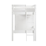 Sloane White Twin/Full Loft Bunk Bed with Chest and Hidden Desk