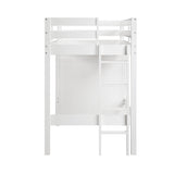 Sloane White Twin/Full Loft Bunk Bed with Chest and Hidden Desk by Homelegance at Eve Furniture