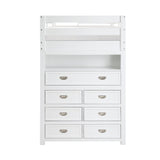 Sloane White Twin/Full Loft Bunk Bed with Chest and Hidden Desk