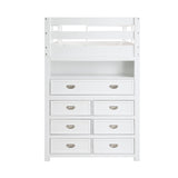 Sloane White Twin/Full Loft Bunk Bed with Chest and Hidden Desk