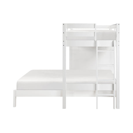 Sloane White Twin/Full Loft Bunk Bed with Chest and Hidden Desk by Homelegance at Eve Furniture