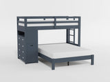 Sloane White Twin/Full Loft Bunk Bed with Chest and Hidden Desk