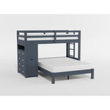 Sloane White Twin/Full Loft Bunk Bed with Chest and Hidden Desk
