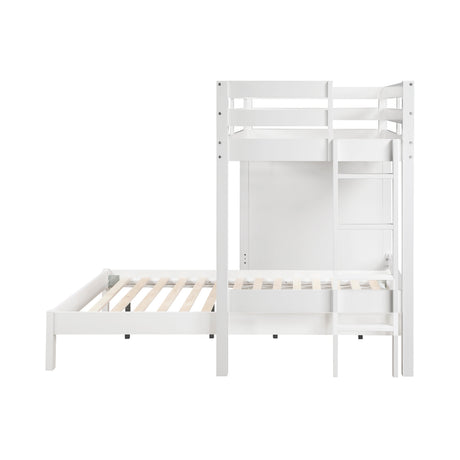Sloane White Twin/Full Loft Bunk Bed with Chest and Hidden Desk by Homelegance at Eve Furniture
