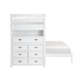 Sloane White Twin/Full Loft Bunk Bed with Chest and Hidden Desk