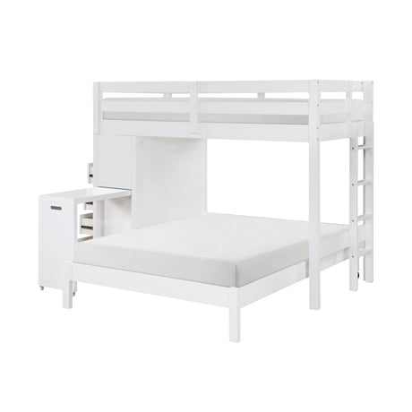 Sloane White Twin/Full Loft Bunk Bed with Chest and Hidden Desk by Homelegance at Eve Furniture