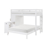 Sloane White Twin/Full Loft Bunk Bed with Chest and Hidden Desk