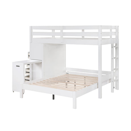 Sloane White Twin/Full Loft Bunk Bed with Chest and Hidden Desk by Homelegance at Eve Furniture
