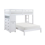 Sloane White Twin/Full Loft Bunk Bed with Chest and Hidden Desk