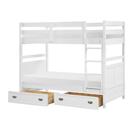 Sloane White Twin/Twin Bunk Bed by Homelegance at Eve Furniture