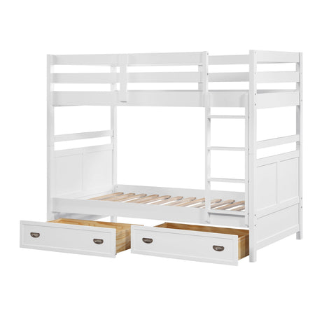 Sloane White Twin/Twin Bunk Bed by Homelegance at Eve Furniture