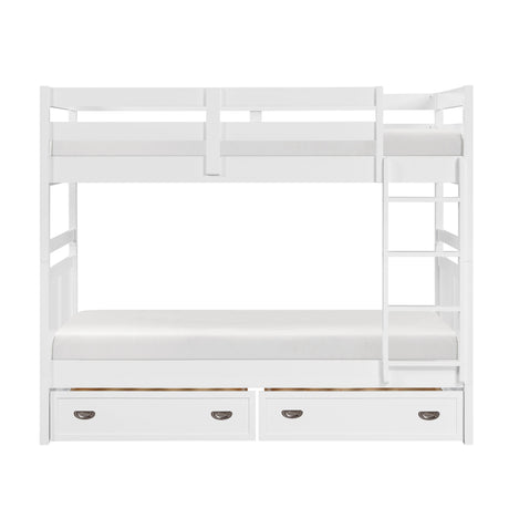 Sloane White Twin/Twin Bunk Bed by Homelegance at Eve Furniture