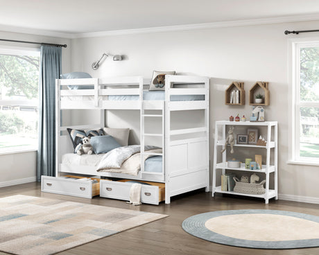Sloane White Twin/Twin Bunk Bed by Homelegance at Eve Furniture
