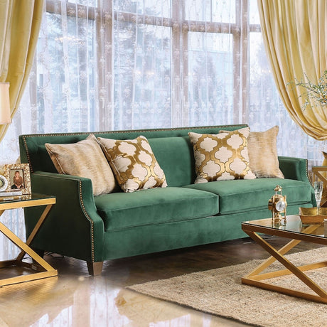 Verdante Emerald Green/Gold Sofa by Furniture of America at Eve Furniture