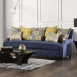 West Brompton Navy/Yellow Sofa by Furniture of America at Eve Furniture