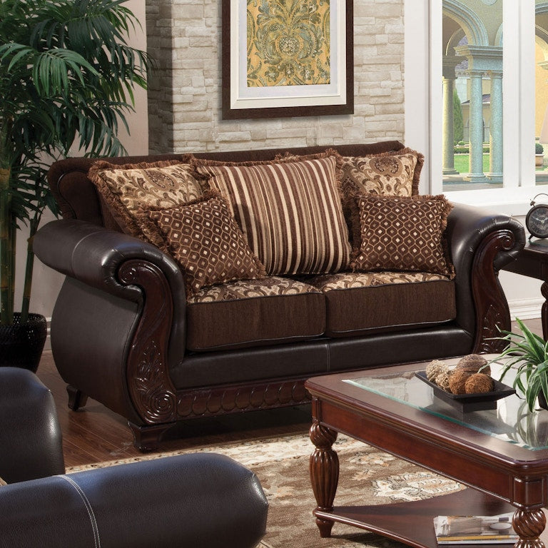 Franklin Dark Brown/Tan Loveseat by Furniture of America at Eve Furniture
